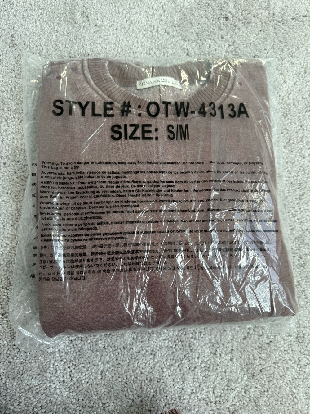 Zenana Acid Washed Crewneck Brown Sweater | S/M & L/XL - Picture 8 of 12
